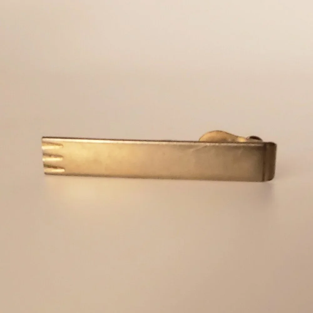 Vintage Swank Men's Gold Tone Cuff Links Tie Clip Set Square Art Deco Geometric